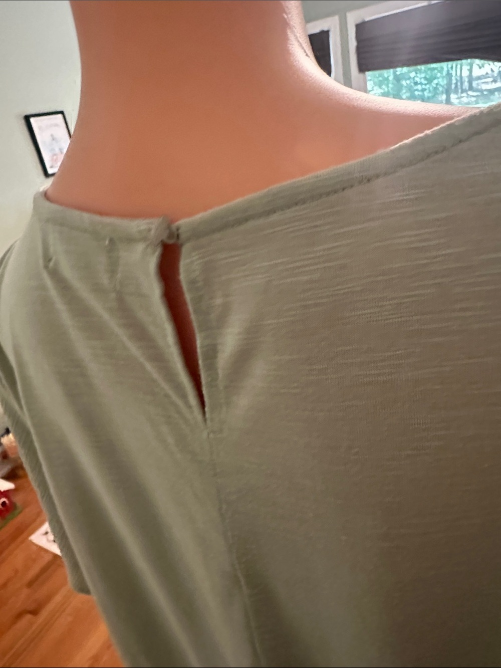 Lace-Trim Short Sleeve Blouse in Sage Green - Picture 7 of 7